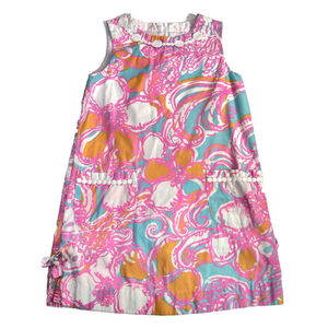 Lilly Pulitzer Girls Shift Dress Multicolor Size 7 US Pink Blue White Pockets